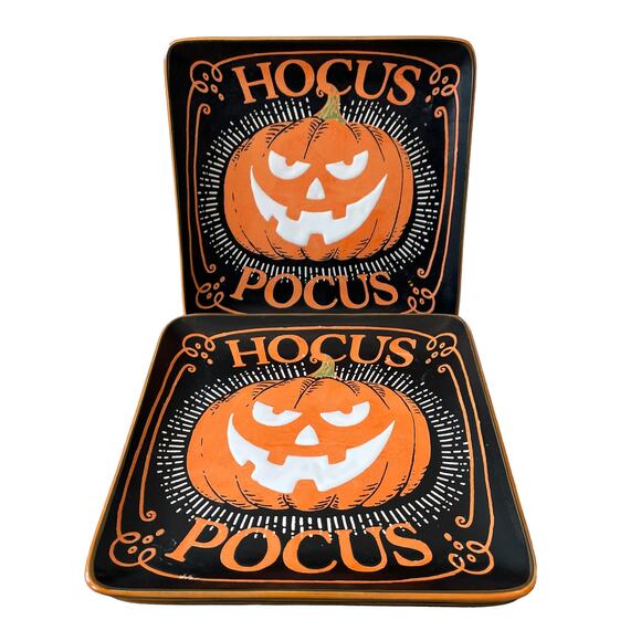 Eli + Ana Halloween HOCUS POCUS HAUNTED PUMPKIN Ceramic Salad Plates 4pc NEW - Picture 11 of 13